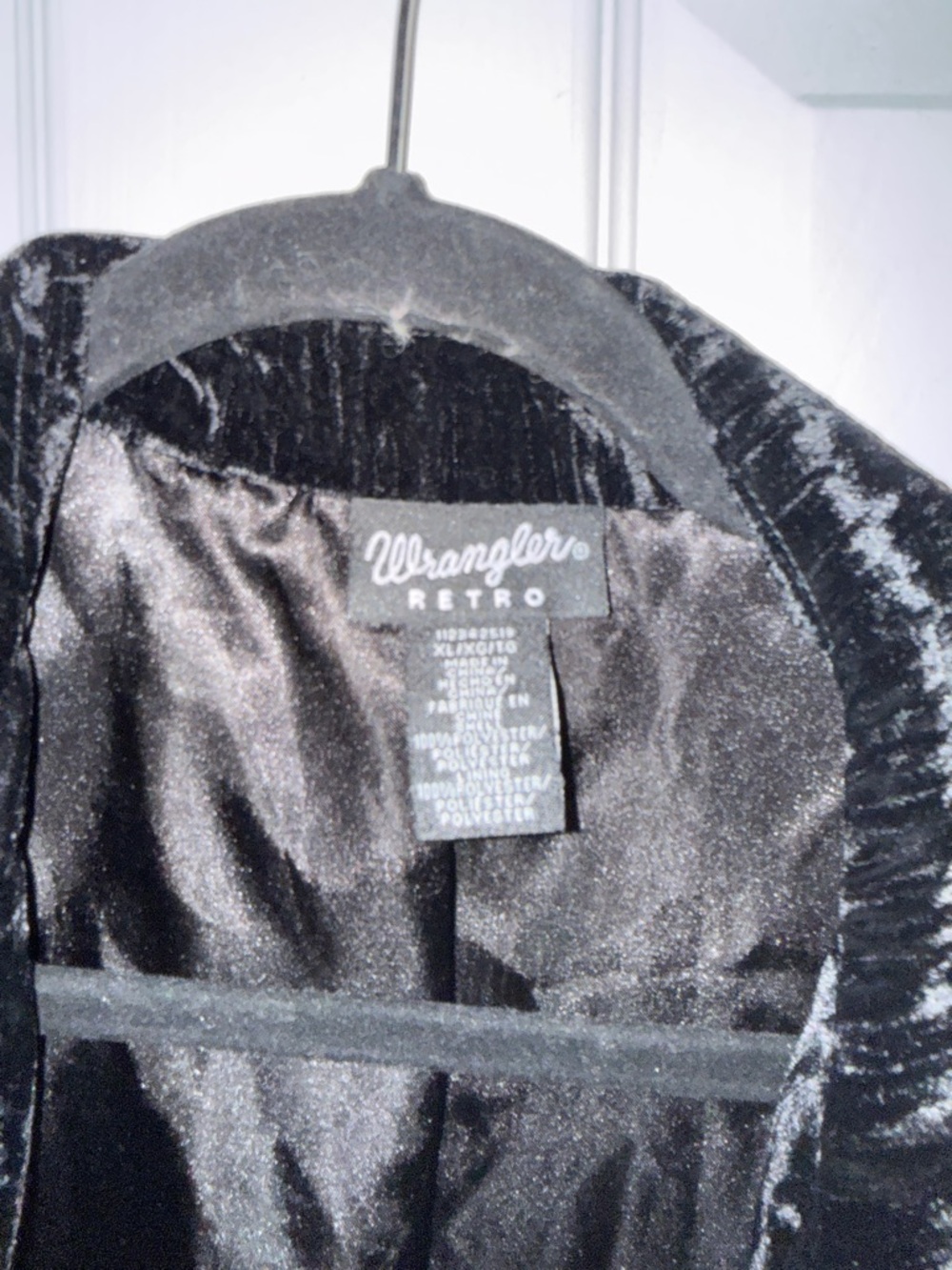 Wrangler Retro Party Velvet Black Blazer Jacket  XL - Picture 2 of 6